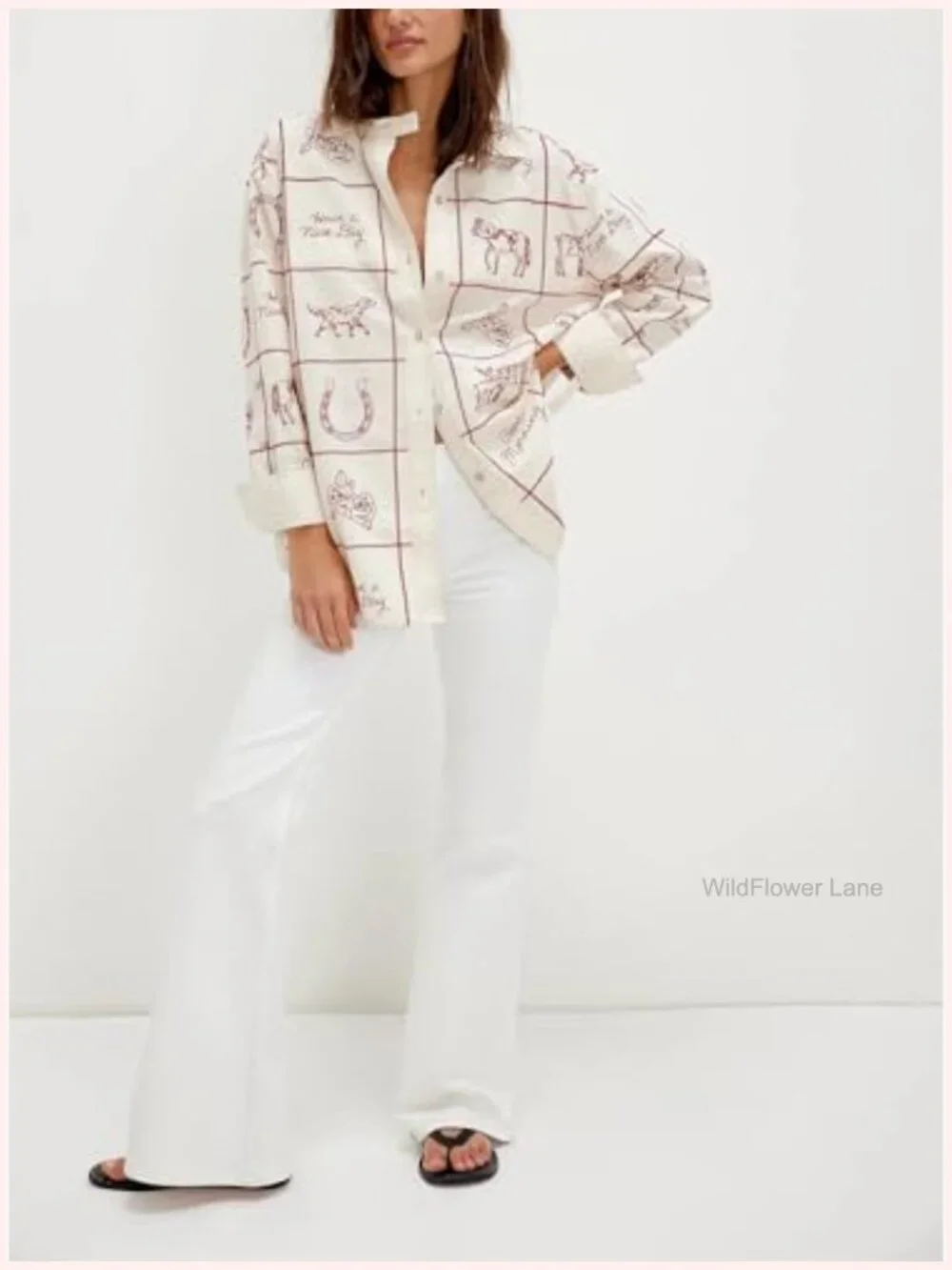 Y2K Floral Long Sleeve Blouse Boho Button Down Shirt Going Out Top - Picture 3 of 5